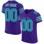 Personalized Purple Aqua-White Mesh Authentic Football Jersey Team Custom Name and Number