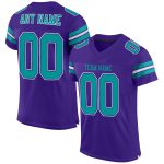 Personalized Purple Aqua-White Mesh Authentic Football Jersey