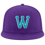 Personalized Purple Aqua-White Stitched Adjustable Snapback Hat Team Custom Name and Number