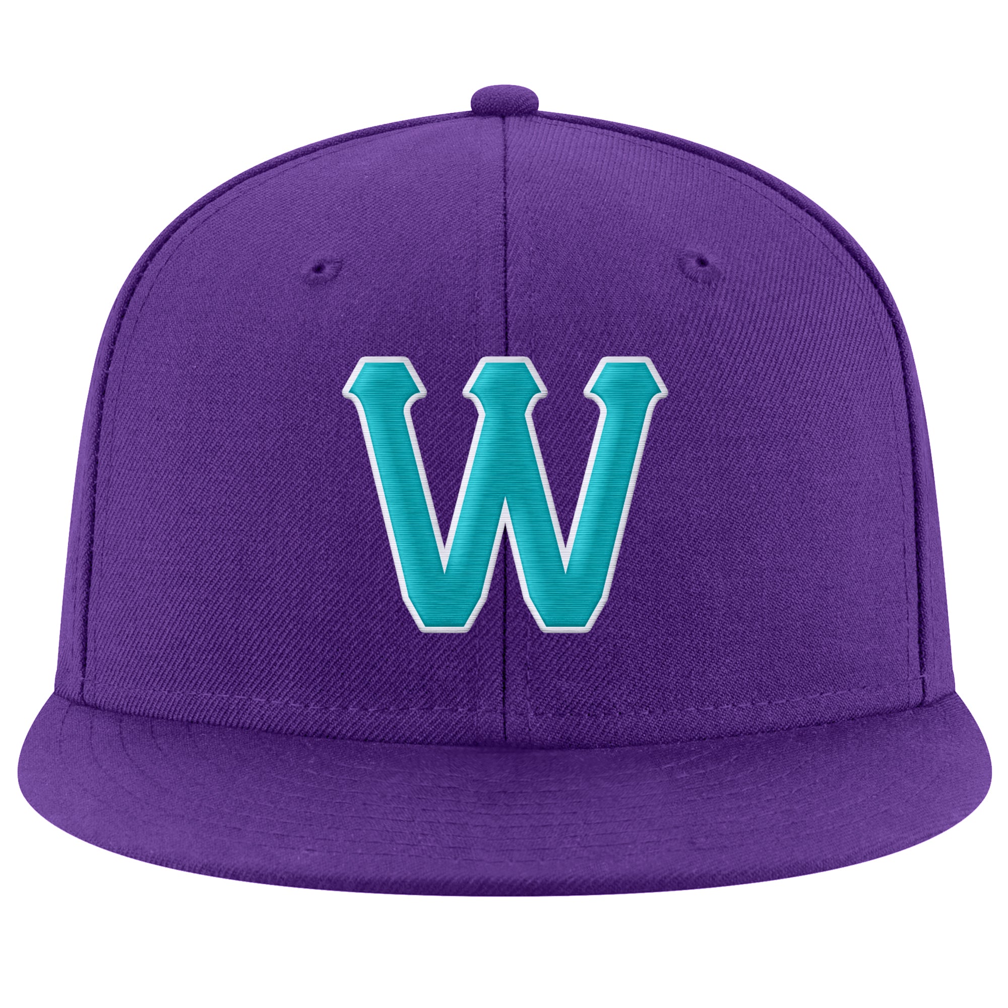 Personalized Purple Aqua-White Stitched Adjustable Snapback Hat Team Custom Name and Number