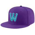 Personalized Purple Aqua-White Stitched Adjustable Snapback Hat Team Custom Name and Number