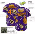 Personalized Purple Bay Orange-Black 3D Pattern Halloween Skull Authentic Baseball Jersey