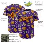 Personalized Purple Bay Orange-Black 3D Pattern Halloween Skull Authentic Baseball Jersey Team Custom Name and Number