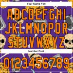 Personalized Purple Bay Orange-Black 3D Pattern Halloween Skull Authentic Baseball Jersey