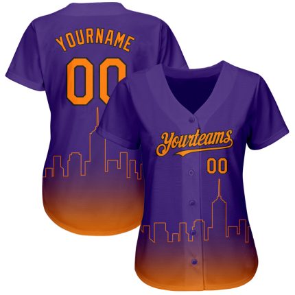 Personalized Purple Bay Orange-Black 3D Phoenix City Edition Fade Fashion Authentic Baseball Jersey Team Custom Name and Number
