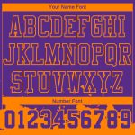 Personalized Purple Bay Orange Color Splash Round Neck Sublimation Basketball Suit Jersey Team Custom Name and Number