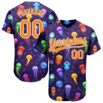 Personalized Purple Bay Orange-White 3D Pattern Design Colorful Cartoon Jellyfish Authentic Baseball Jersey Team Custom Name and Number