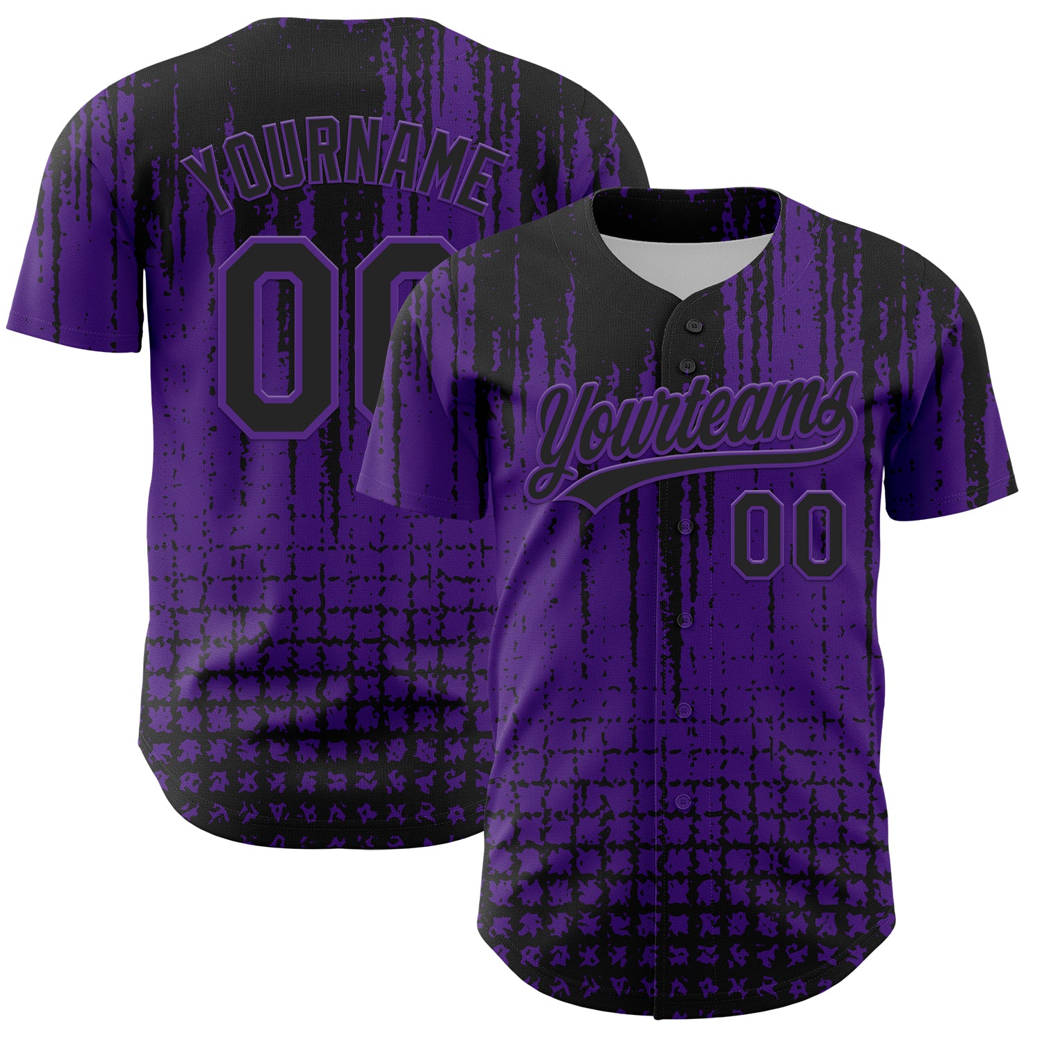 Personalized Purple Black 3D Pattern Design Abstract Shape Authentic Baseball Jersey Team Custom Name and Number