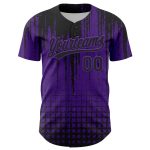 Personalized Purple Black 3D Pattern Design Abstract Shape Authentic Baseball Jersey Team Custom Name and Number