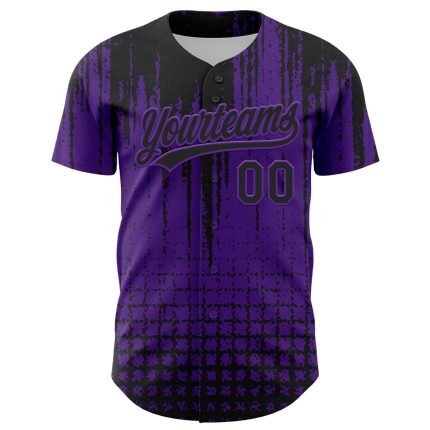 Personalized Purple Black 3D Pattern Design Abstract Shape Authentic Baseball Jersey Team Custom Name and Number