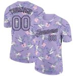 Personalized Purple Black 3D Pattern Design Animal Crane Performance T-Shirt Team Custom Name and Number