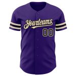 Personalized Purple Black-City Cream Authentic Baseball Jersey Team Custom Name and Number
