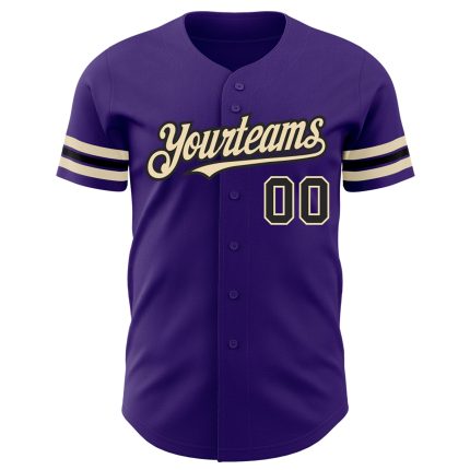 Personalized Purple Black-City Cream Authentic Baseball Jersey Team Custom Name and Number