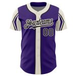 Personalized Purple Black-Cream 3 Colors Arm Shapes Authentic Baseball Jersey Team Custom Name and Number