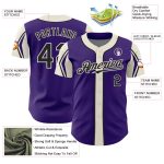 Personalized Purple Black-Cream 3 Colors Arm Shapes Authentic Baseball Jersey Team Custom Name and Number