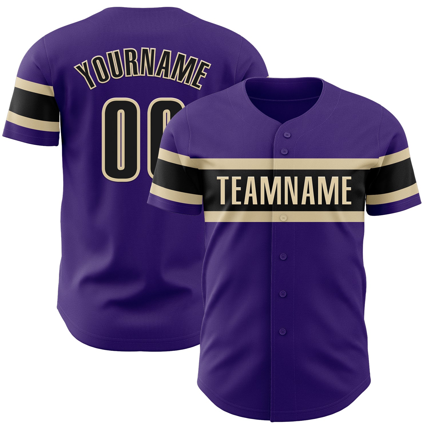 Personalized Purple Black-Cream Authentic Baseball Jersey Team Custom Name and Number
