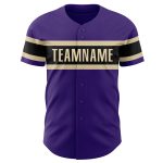 Personalized Purple Black-Cream Authentic Baseball Jersey Team Custom Name and Number