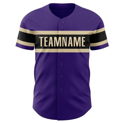 Personalized Purple Black-Cream Authentic Baseball Jersey Team Custom Name and Number