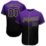 Personalized Purple Black-Cream Authentic Fade Fashion Baseball Jersey Team Custom Name and Number
