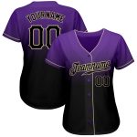 Personalized Purple Black-Cream Authentic Fade Fashion Baseball Jersey Team Custom Name and Number