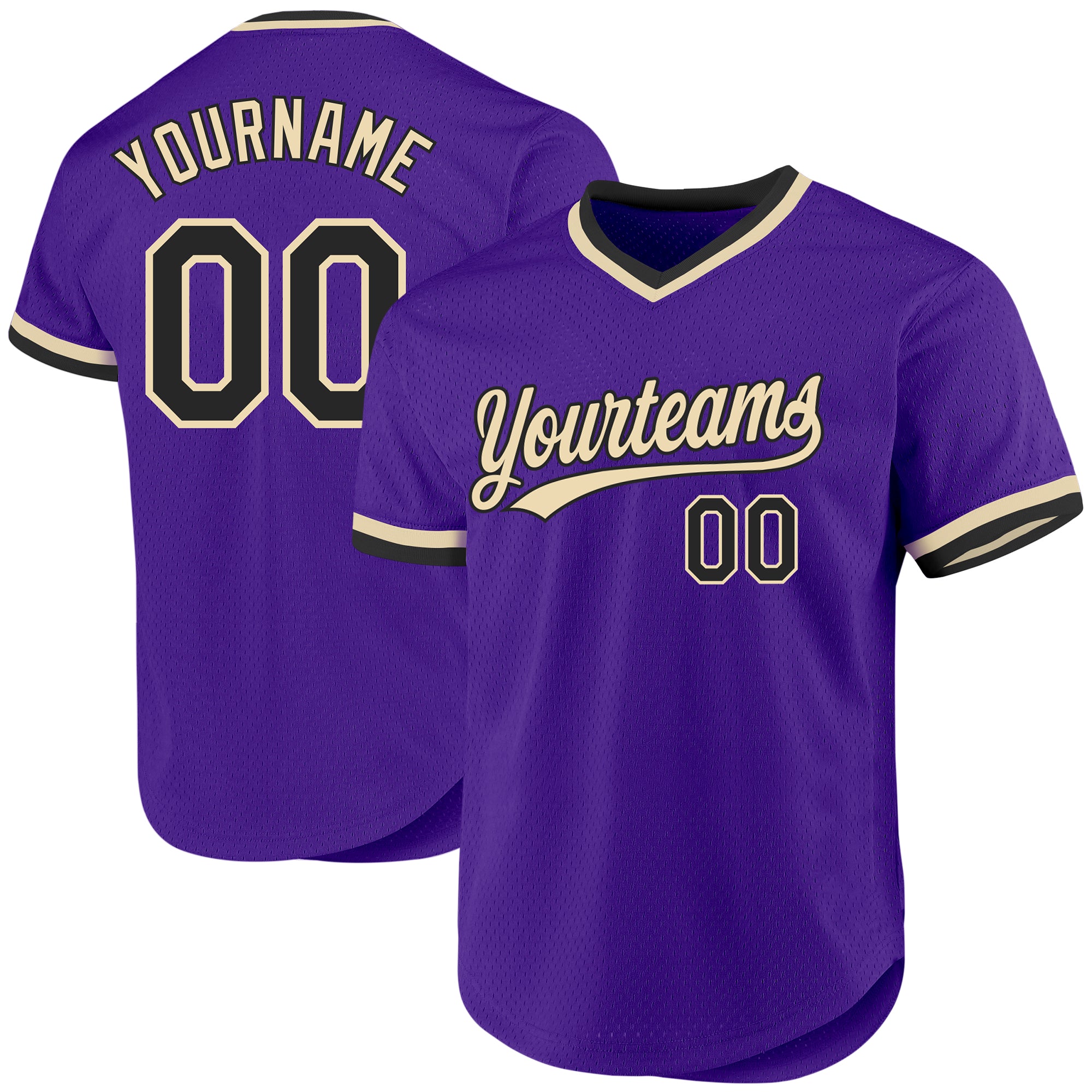 Personalized Purple Black-Cream Authentic Throwback Baseball Jersey Team Custom Name and Number