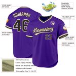 Personalized Purple Black-Cream Authentic Throwback Baseball Jersey Team Custom Name and Number