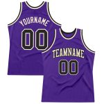 Personalized Purple Black-Cream Authentic Throwback Basketball Jersey Team Custom Name and Number