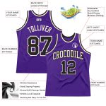 Personalized Purple Black-Cream Authentic Throwback Basketball Jersey Team Custom Name and Number