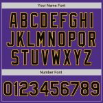Personalized Purple Black Cream-Gold Bomber Full-Snap Varsity Letterman Two Tone Jacket Team Custom Name and Number