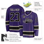 Personalized Purple Black-Cream Hockey Jersey Team Custom Name and Number