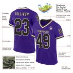 Personalized Purple Black-Cream Mesh Authentic Throwback Football Jersey Team Custom Name and Number