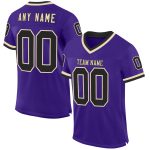 Personalized Purple Black-Cream Mesh Authentic Throwback Football Jersey Team Custom Name and Number