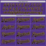 Personalized Purple Black Cream-Old Gold Bomber Full-Snap Varsity Letterman Two Tone Jacket Team Custom Name and Number