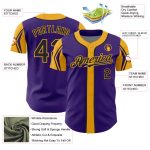 Personalized Purple Black-Gold 3 Colors Arm Shapes Authentic Baseball Jersey Team Custom Name and Number