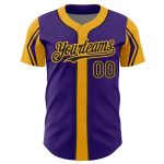 Personalized Purple Black-Gold 3 Colors Arm Shapes Authentic Baseball Jersey Team Custom Name and Number