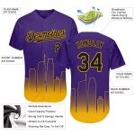 Personalized Purple Black-Gold 3D Los Angeles City Edition Fade Fashion Authentic Baseball Jersey Team Custom Name and Number