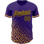 Personalized Purple Black-Gold 3D Pattern Design Leopard Print Fade Fashion Authentic Baseball Jersey Team Custom Name and Number