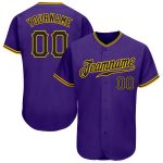 Personalized Purple Black-Gold Authentic Baseball Jersey Team Custom Name and Number