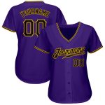 Personalized Purple Black-Gold Authentic Baseball Jersey Team Custom Name and Number