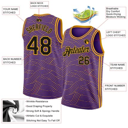 Personalized Purple Black-Gold Authentic City Edition Basketball Jersey