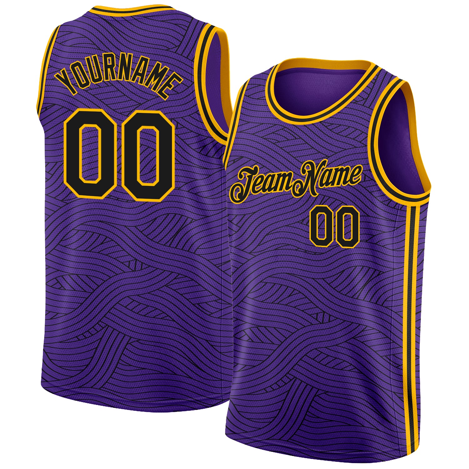 Personalized Purple Black-Gold Authentic City Edition Basketball Jersey Team Custom Name and Number