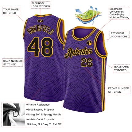 Personalized Purple Black-Gold Authentic City Edition Basketball Jersey Team Custom Name and Number