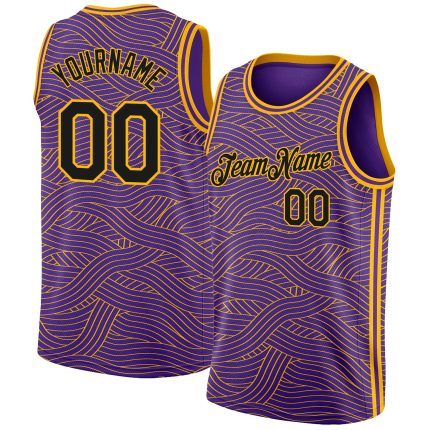 Personalized Purple Black-Gold Authentic City Edition Basketball Jersey