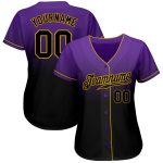 Personalized Purple Black-Gold Authentic Fade Fashion Baseball Jersey Team Custom Name and Number
