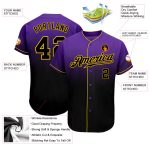 Personalized Purple Black-Gold Authentic Fade Fashion Baseball Jersey Team Custom Name and Number