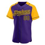 Personalized Purple Black-Gold Authentic Raglan Sleeves Baseball Jersey Team Custom Name and Number