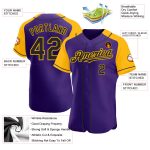 Personalized Purple Black-Gold Authentic Raglan Sleeves Baseball Jersey Team Custom Name and Number