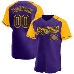 Personalized Purple Black-Gold Authentic Raglan Sleeves Baseball Jersey Team Custom Name and Number