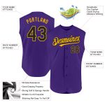 Personalized Purple Black-Gold Authentic Sleeveless Baseball Jersey Team Custom Name and Number
