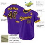 Personalized Purple Black-Gold Authentic Throwback Baseball Jersey Team Custom Name and Number